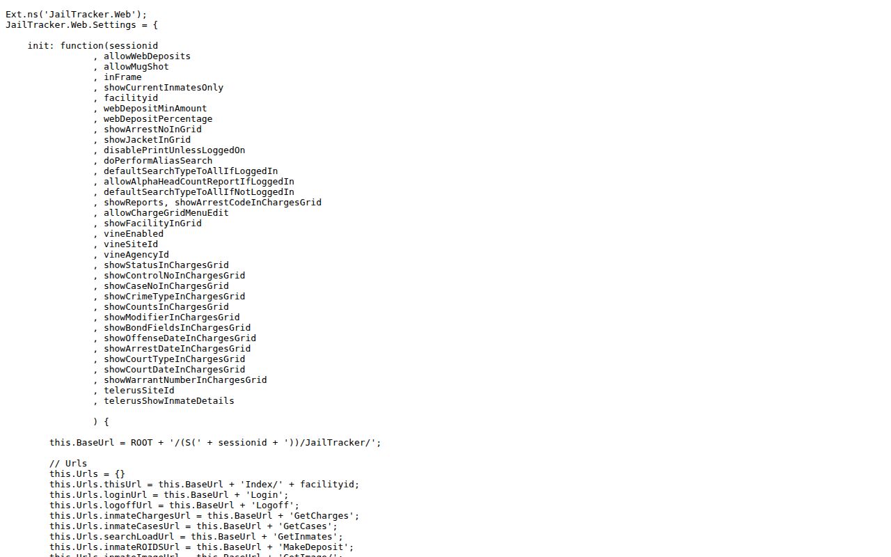 Marshall County JailTracker VINE integration settings