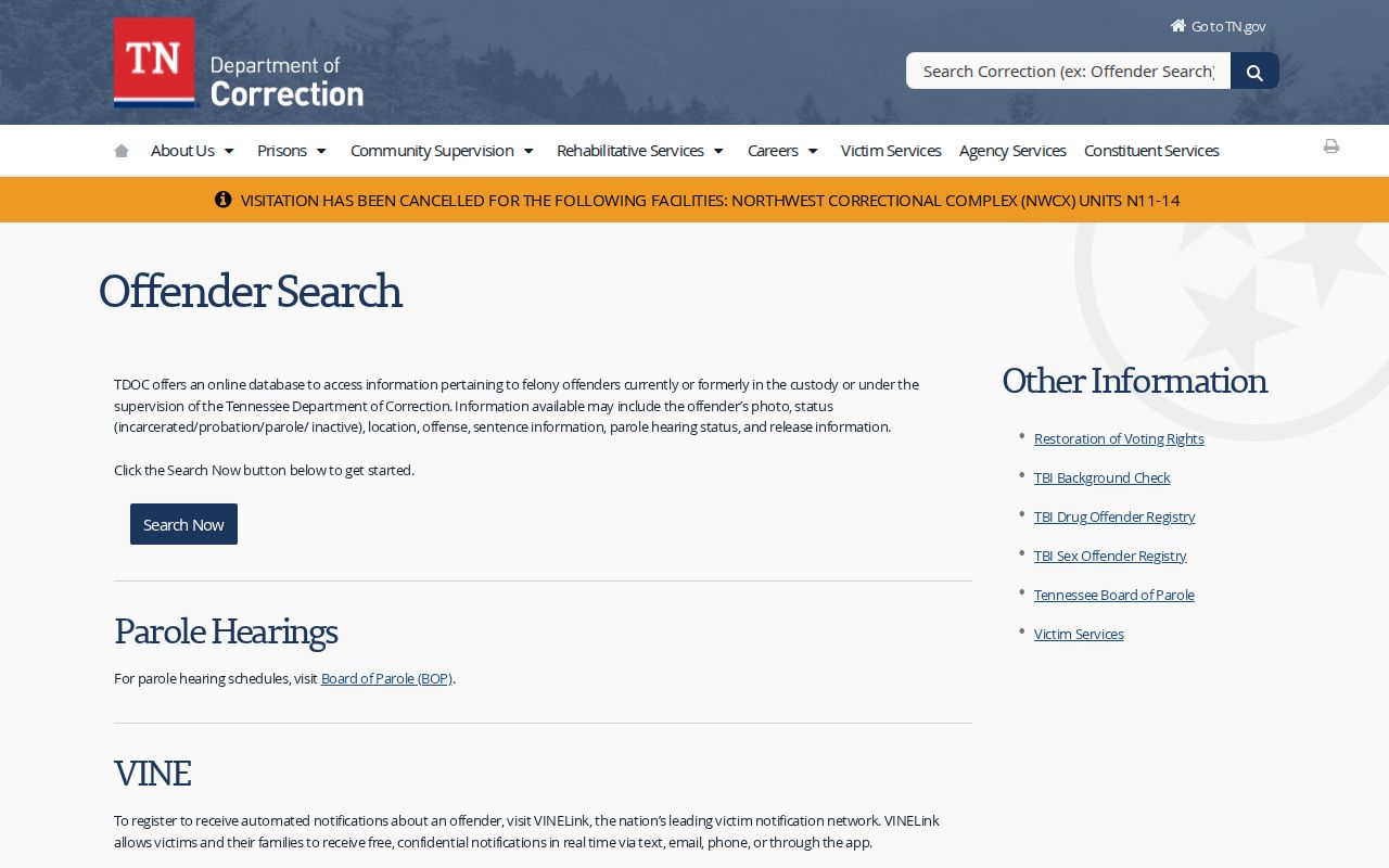 Tennessee offender photo search information for Marshall County cases