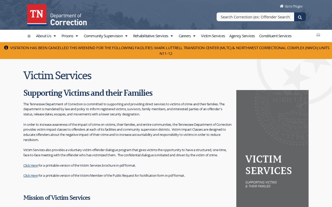 Tennessee VINE registration and custody alert instructions