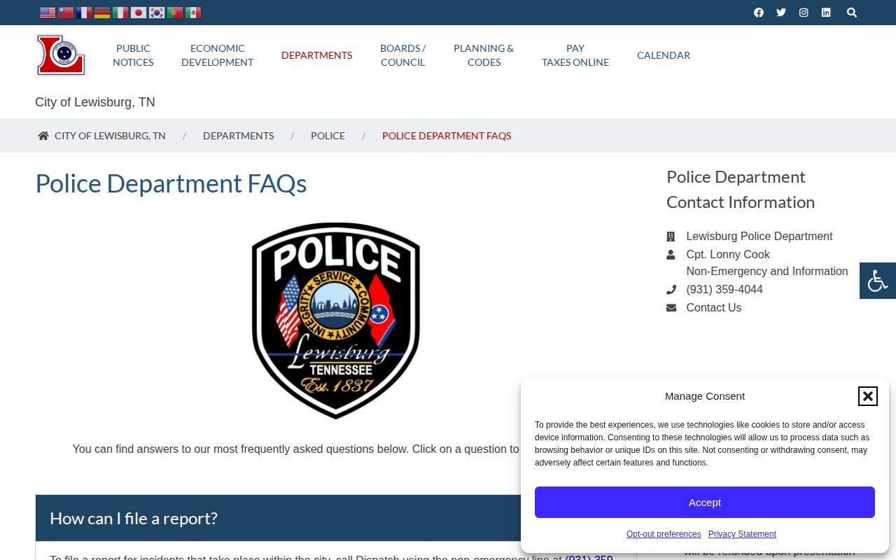 Lewisburg arrest report and police jurisdiction information